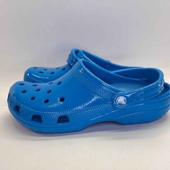Crocs Classic Neon Clog Size 8 Unisex Lightweight Ventilation Foam Slip-On Blue - Picture 1 of 11